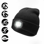 Unisex Črna kapa s 4 LED diodami