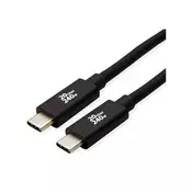 ROLINE kabel USB4 Gen 3x2 C - C, M/M, 20 Gbit/s, PD (Power Delivery) 48 V 5 A - 240 W, s Emark certifikatom, podrška za 4K video, 3 m, crni 11.02.9088-10