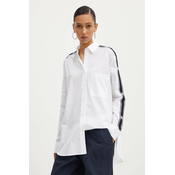 Pamučna košulja HUGO za žene, boja: bijela, relaxed, s klasičnim ovratnikom, 50530260