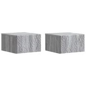 vidaXL Stenska stranska miza 2 pcs Siva Sonoma 34,5 x 33 x 20 cm
