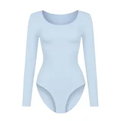 cfab Oblikovanje postave Longsleeve Sculpting Bodysuit with Slip nebeško modra