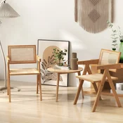 Costway Set 4 jedilnih stolov 50x52x81 cm naravne barve