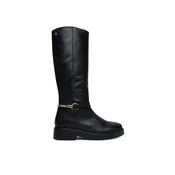 Tommy Hilfiger Jahalni škornji Th Stud Leather Knee Riding Boot FW0FW09608 Črna