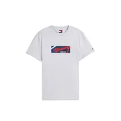 Tommy Jeans Majica modra / svetlo siva / rdeča