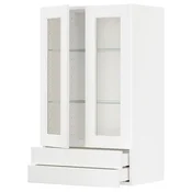 METOD / MAXIMERA Zid.ormaric, 2staklena vrata/2fioke, bela Enköping/bela im. drveta, 60x100 cm