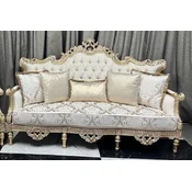 Casa Padrino luxury baroque living room sofa cream/white/gold 230 cm - Baroque living room furniture
