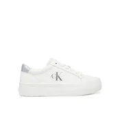 Calvin Klein Jeans Superge Vulc Flatf Lth Silver Logo Tag YW0YW01877 Bela