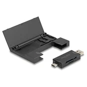 Delock čitalnik kartic USB 5 Gbps USB Type-C™/Type-A za pomnilniške kartice SD in Micro SD s praktičnim etuijem za pomnilniško kartico - črne barve