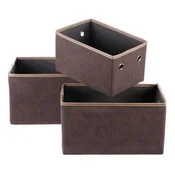 Autronic Košara iz blaga Fabric basket - foldable, brown, price for a set of 3 pieces (DT3006 BRN)