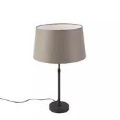 Namizna svetilka črna z laneno abazurno taupe 35 cm nastavljivo - Parte
