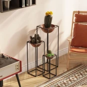 Aberto Design Set dekorativnih saksija GED-019-B, 28x80cm, 17x40cm, 22x60cm, Crno-terakota