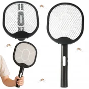 Aku. zložljiv električni lopar uničevalec insektov LED UV USB 50cm črn