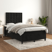 vidaXL Box spring postelja z vzmetnico črna 120x200 cm žamet