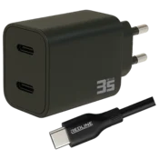 REDLINE Punjac sa USB-C kablom, 2 x USB-C, brzi, 35W, GaN - PQ351CC+CC1.2M60W