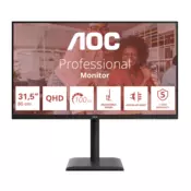 AOC IPS monitor 31,5 Q32E4U, 2560×1440, 16:9, 350 cd/m2, 4 ms, DisplayPort/2×HDMI/4×USB-A/1×USB-B, zvučnik, postolje, rotacija