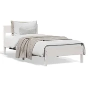 Vidaxl Posteljni okvir brez vzmetnice bel 75x190 cm trdna borovina