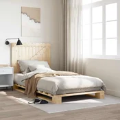 Posteljni okvir z vzglavjem 100x200 cm trdna borovina