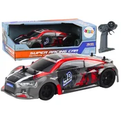 Automobil na daljinsko upravljanje s gumenim kotacima u mjerilu 1:18 DRIFT - crveno/sivi