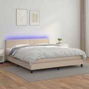 vidaXL vidaXL Box spring postelja vzmetnico LED kapučino 180x200 cm um. usnje, (20896334)