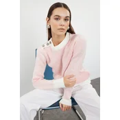 Trendyol Powder Button Detailed Soft Textured Knitwear Sweater
