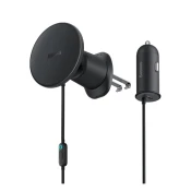 BASEUS CW01 auto držač (szellőzőre, 15W, wireless, MagSafe + auto punjač Type-C aljzat) FEKETE