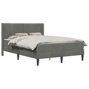 Vidaxl Posteljni okvir z vzmetnico Temno siva 137 x 190 cm Žamet