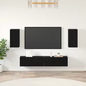 Set TV komoda Zidne 4 pcs Crni hrast Konstruirano drvo