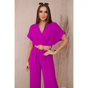 Kesi Włoski Overalls with a decorative belt at the waist purple