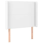 Vidaxl Vzglavje z ušesi belo 103x16x118/128 cm umetno usnje