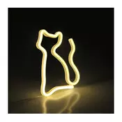 LED neonska zidna dekoracija CAT LED/3W/3xAA USB žuta