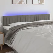 Vidaxl vidaXL Vzglavje postelje z LED svetlo sivo 200x5x78/88 cm žamet
