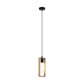 EGLO Viseca lampa LITTLETON E27 11 cm crna/drvo 49473