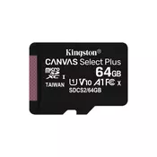 Kingston MicroSD 64GB, canvas go! plus, class 10 UHS-I U1 V10 A1 ( SDCS2/64GBSP )