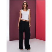 Sinsay - Wide leg pantalone sa mešavinom viskoze - crno