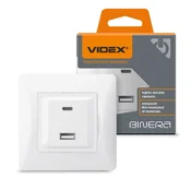 shumee Videx Binera 16A PD 20W USB-A + USB-C vgradna vtičnica bela