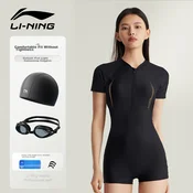 Li-Ning Ženski jednodelni kupaci kostim 2575, Naocare i kapa za plivanje, Crni