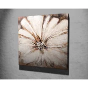 WallXpert slika na platnu KC038, veliki beli cvet sa braon akcentima u slikarskom stilu, 45 x 45 cm