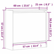 Ormaric za cipele boja hrasta 60x21x57 cm konstruirano drvo