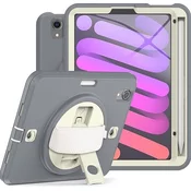 Ohišje za iPad Mini 6 8,3 s stojalom in naramnico v sivi barvi