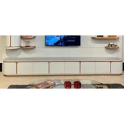 Casa Padrino luxury TV sideboard white/gray/copper 400 cm - Living room & hotel furniture