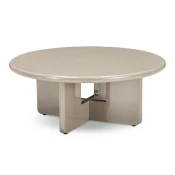 Klubska mizica Burleson 298 Sijaj Bež, 32cm, MDF plošča, Okrogla