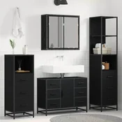 vidaXL Komplet pohištva za kopalnico 4 pcs Črni hrast 80 x 33 x 60 cm