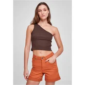 Womens cropped asymmetrical top brown