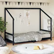 Vidaxl vidaXL Otroški posteljni okvir črne barve 90x190 cm borov les