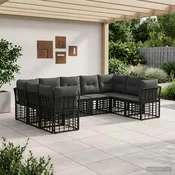Set vanjskih sofa Crna i tamno siva Poliester