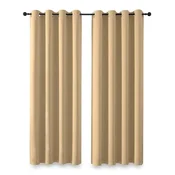 Termoizolacijske zatemnitvene zavese 2 kosa, 228x117 cm, bež, 100% poliester, z obročki za karniso, za popolno zatemnitev, toplotno izolacijo in zmanjšanje hrupa v spalnici ali dnevni sobi, set 2