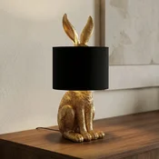 Lindby namizna svetilka Lorentina, višina 57 cm, zajec, zlata, tekstil - Dnevna soba/jedilnica - Dizajn - črna, zlata - Tkanine/tekstil