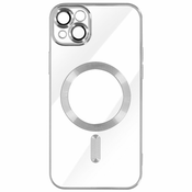 Silikonska futrola MagSafe za iPhone 15/ srebrna