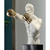 Casa Padrino luxury designer decorative sculpture boxer white/gold/black 31 x 52 x H. 56 cm - Resin decorative figure with base - Luxury designer decorative accessories - Luxury quality