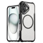 GS Ovitek za iPhone 16, Fusion Hybrid Carbon, odporen na MagSafe, črn